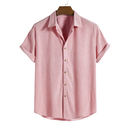 Short-Sleeved Corduroy Button Up Shirt & Shorts