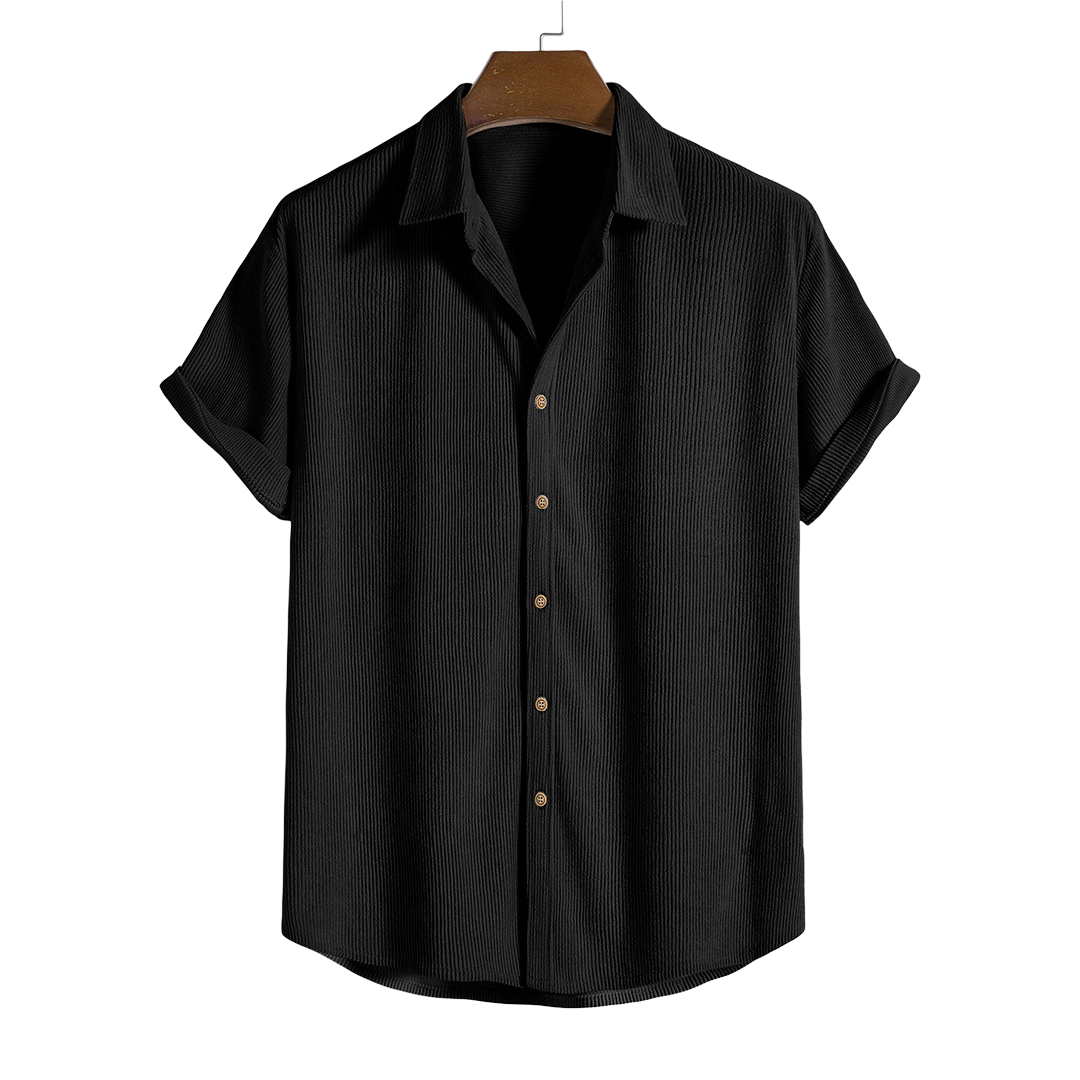 Short-Sleeved Corduroy Button Up Shirt & Shorts